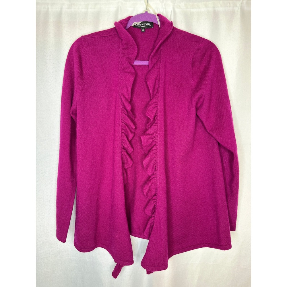 Jones New York Ruffled Waterfall Cashmere Cardigan MEDIUM Coquette Feminine Twee